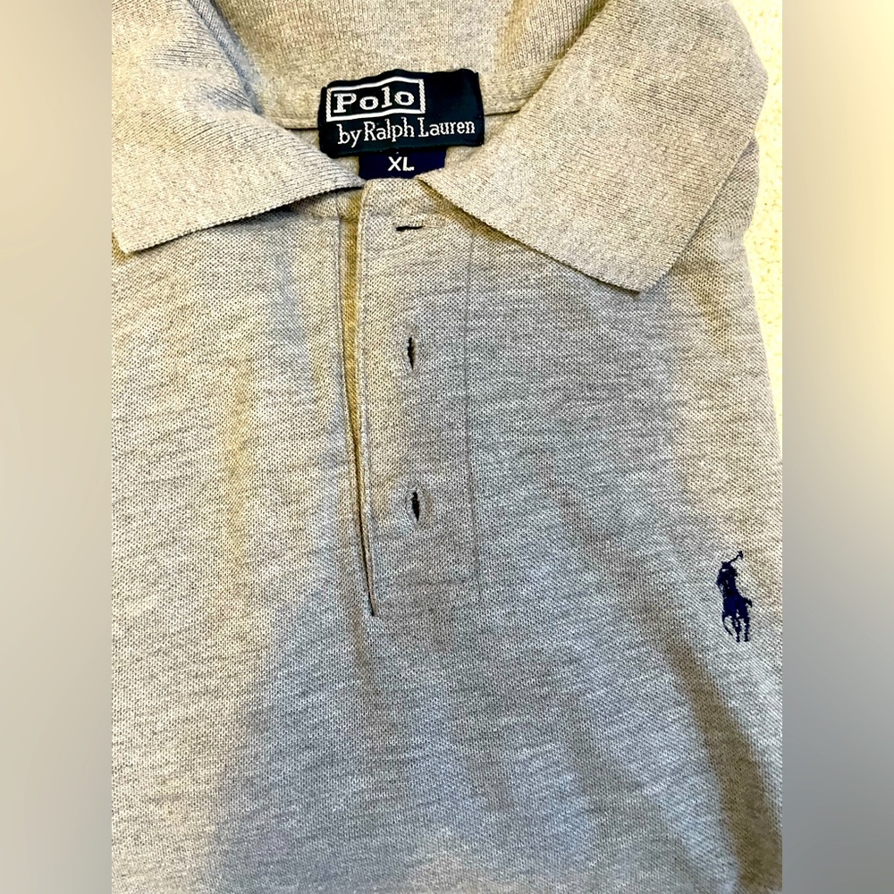 Polo Ralph Lauren XL. Gray with Navy Blue Horse. Excellent.